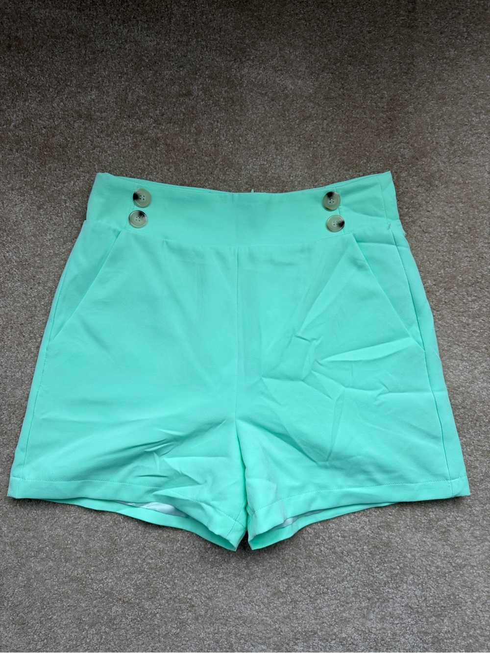 Walter Baker High-Waist Mint Shorts with Button Detail Size 10